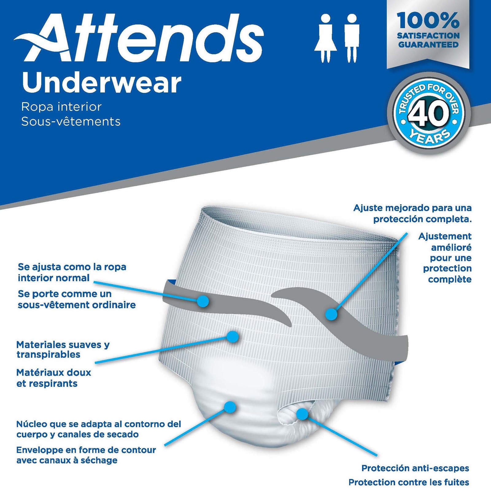 Attends Disposable Underwear Medium Moderate 80 Ct
