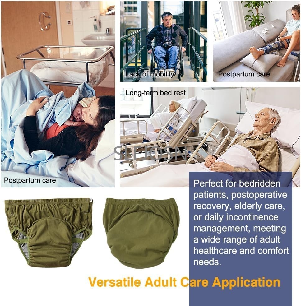 3 Pack Adult Washable Incontinence Underwear & Diaper Pants Reusable Leak-proof