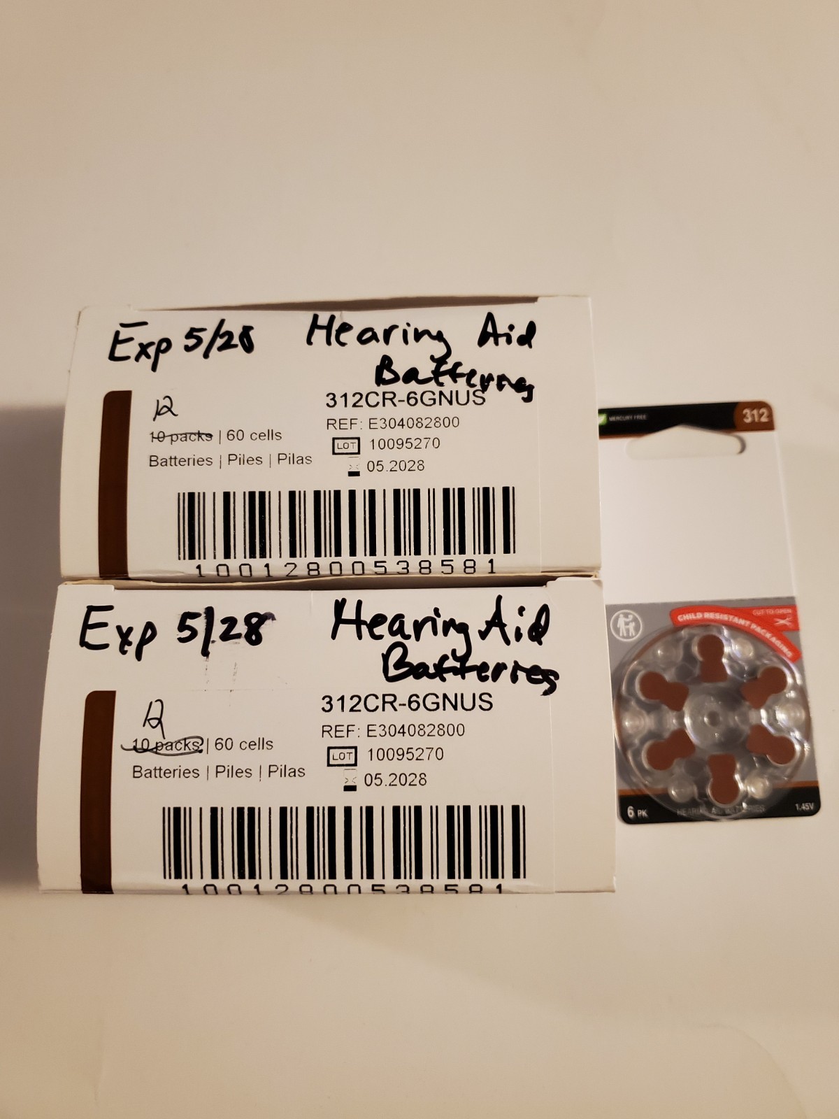 312CR Hearing Aid Batteries 12 packs x6 = 72 Total – Expires 05/28