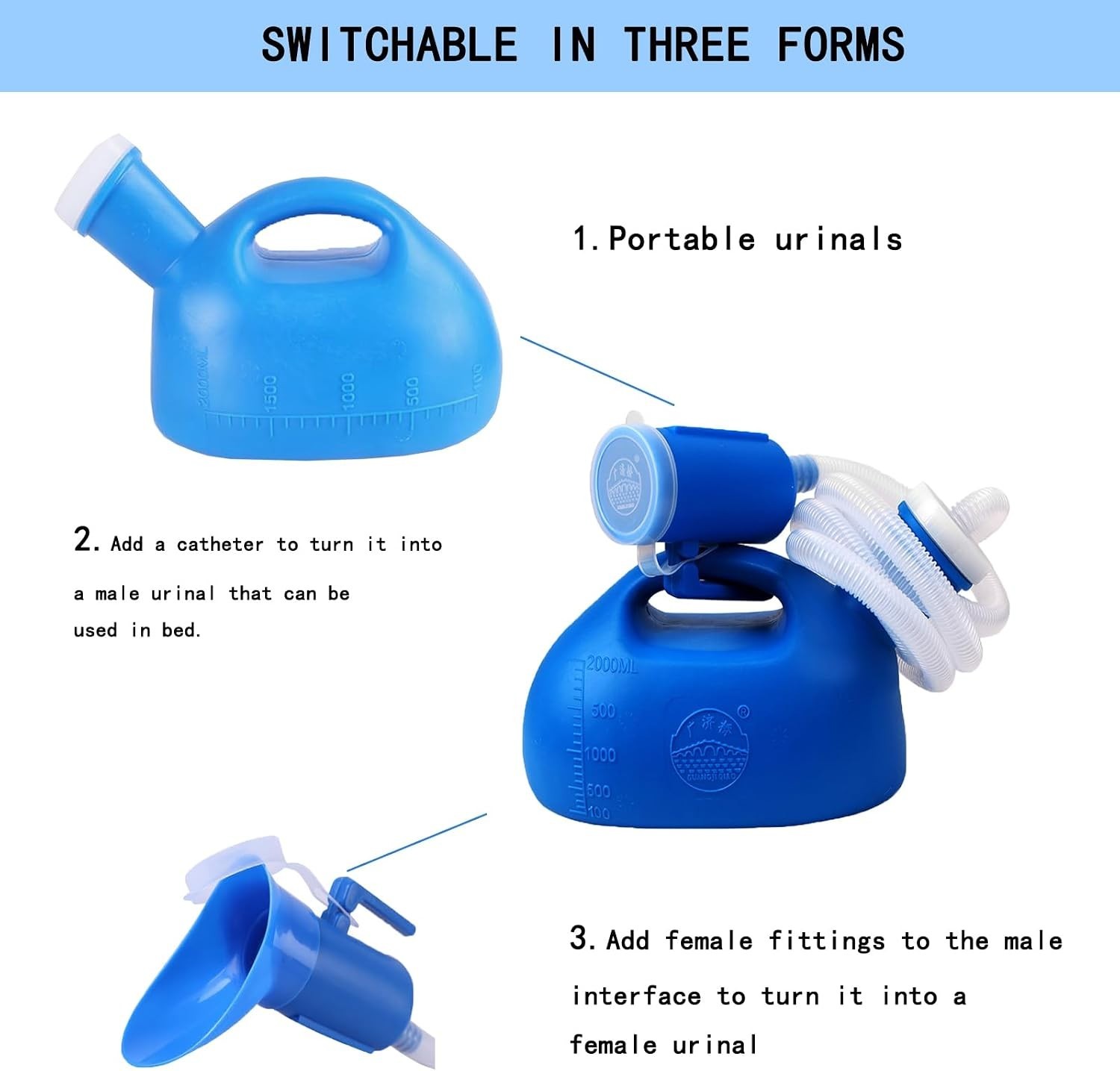 2000ML Portable Urinal for Men and Women, Spill Proof Urine Bottles for Men, …