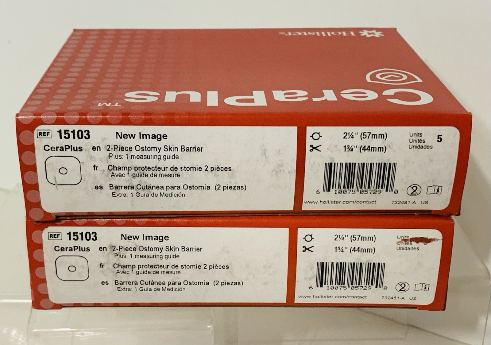 2 BOXES Hollister CeraPlus 15103 New Image 2-Pc Ostomy Skin Barrier 2-1/4″