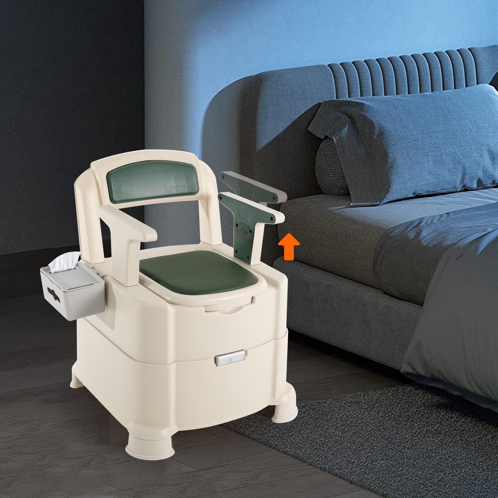 For The Elderly and The Sick TPE Home Portable Toilet with Sensor Night Light