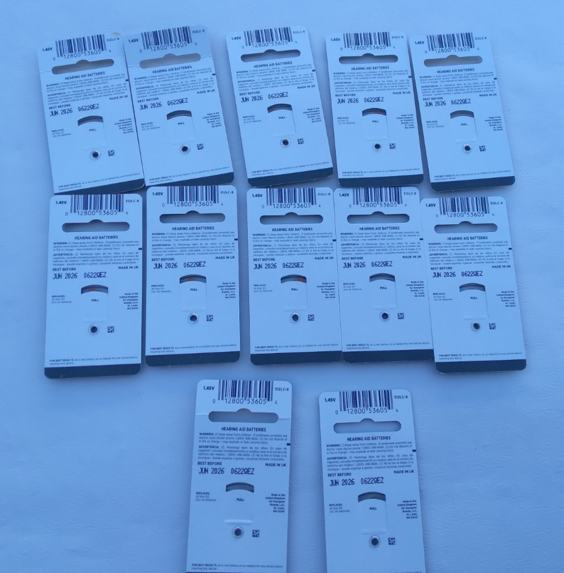 12 Packages Rayovac Loud n Clear 312 Exp 2026 One Open