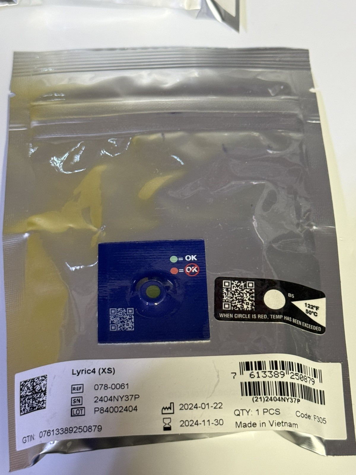 Phonak Lyric 4 XS Hearing Aid – New Sealed Package No Box – Untested Exp 2025