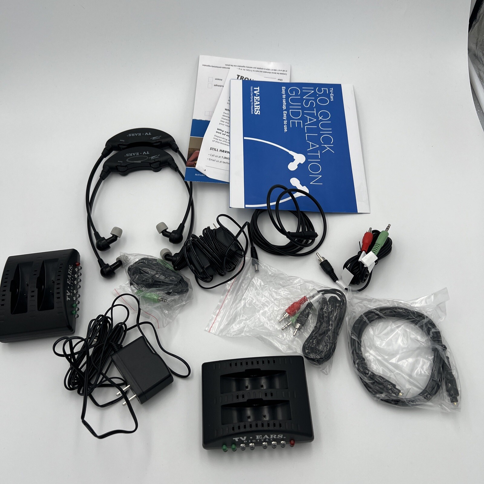 lot of 2 TV Ears 5.0 In-Ear Voice Wireless Digital Hearing System untested