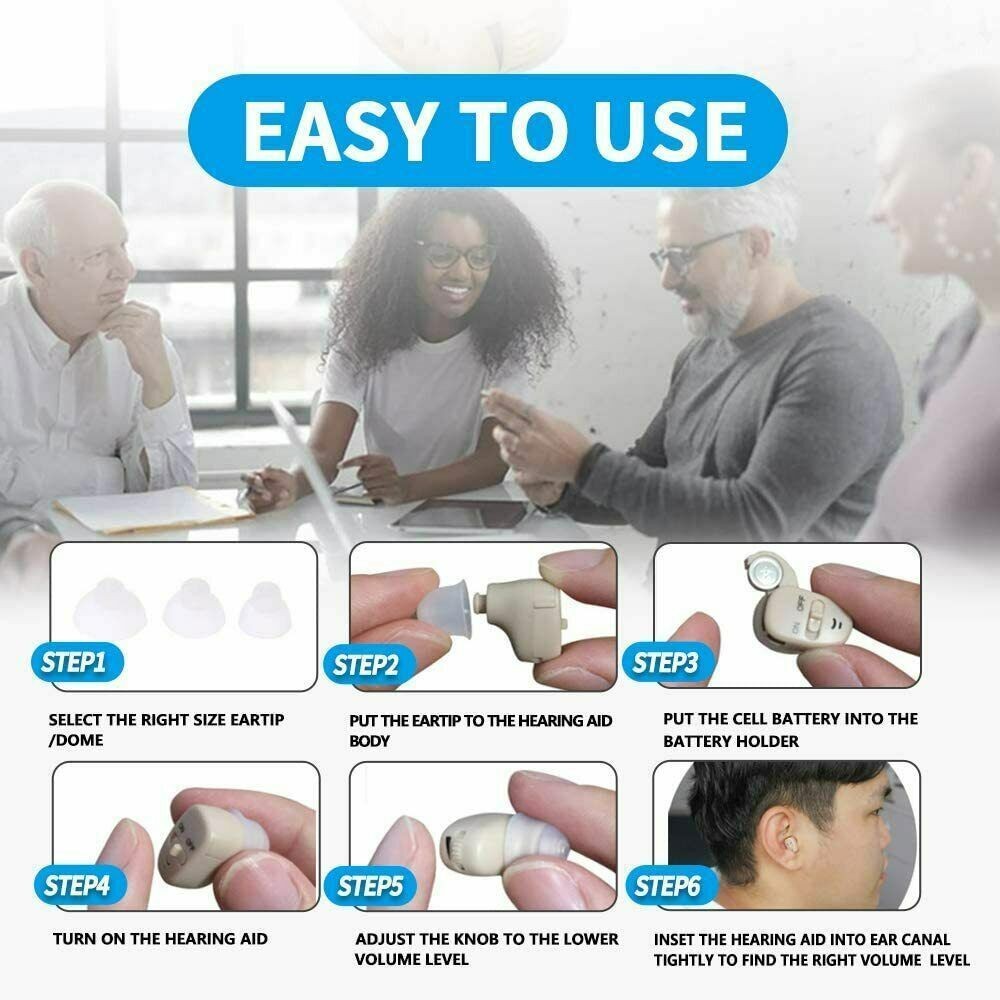1 Pair Hearing Aid Invisible In-Ear Enhancer Adjustable Sound Voice Amplifier
