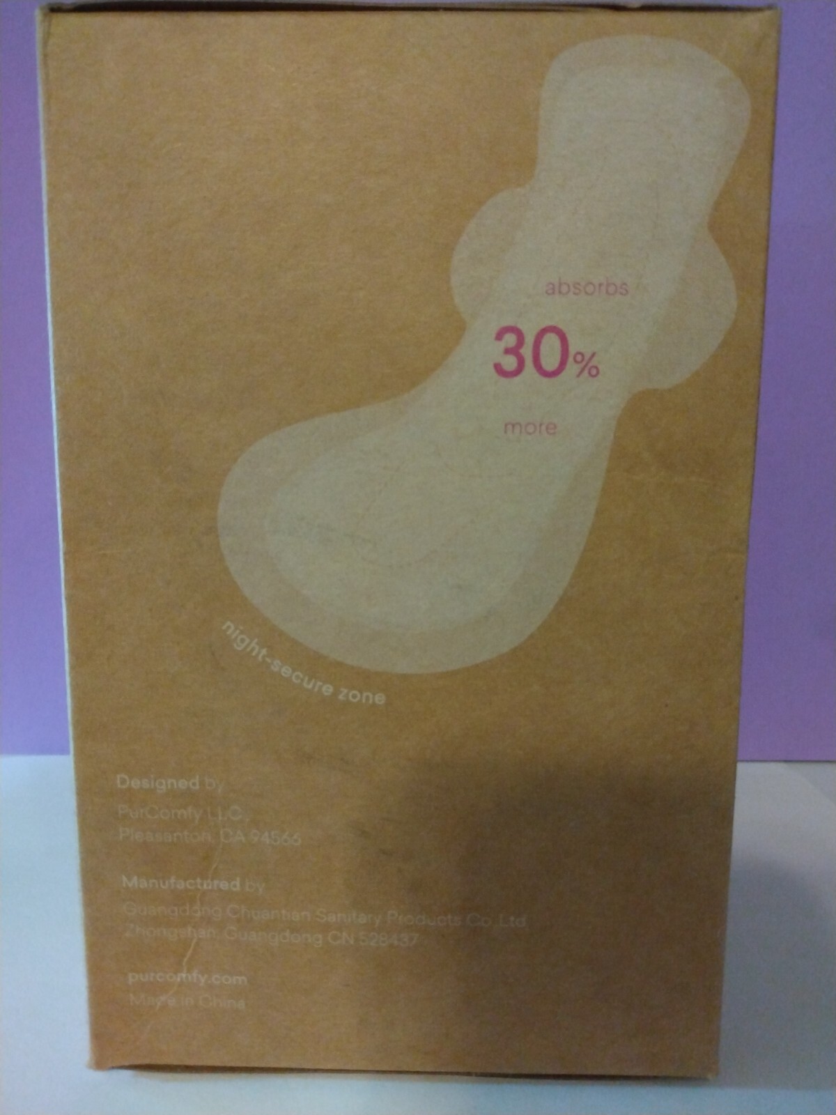 New unopened PurComfy Postpartum Secure catch Pads with wings Large 12 pads