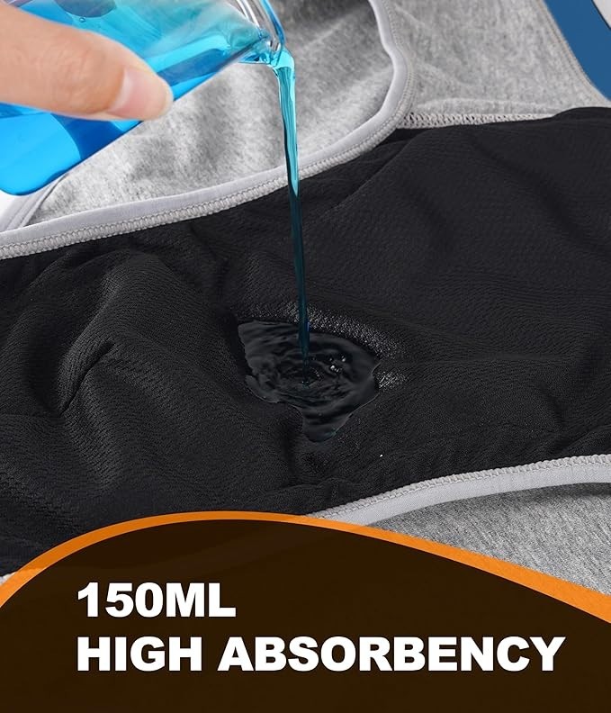 SUNCHIRI Incontinence Underwear for Men, 150ML Absorbent Washable Protective Lea