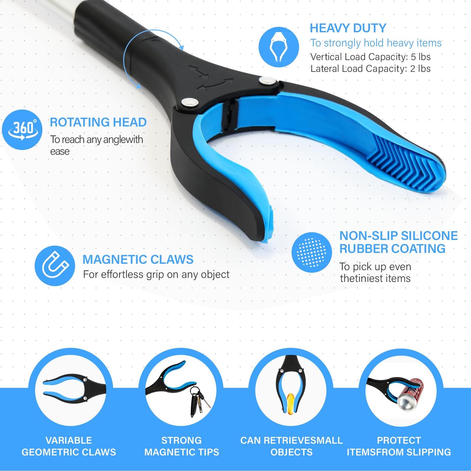 2 Pack 32 inch GrabRunner Reacher Grabber Tool with Strong Magnetic and Swive…