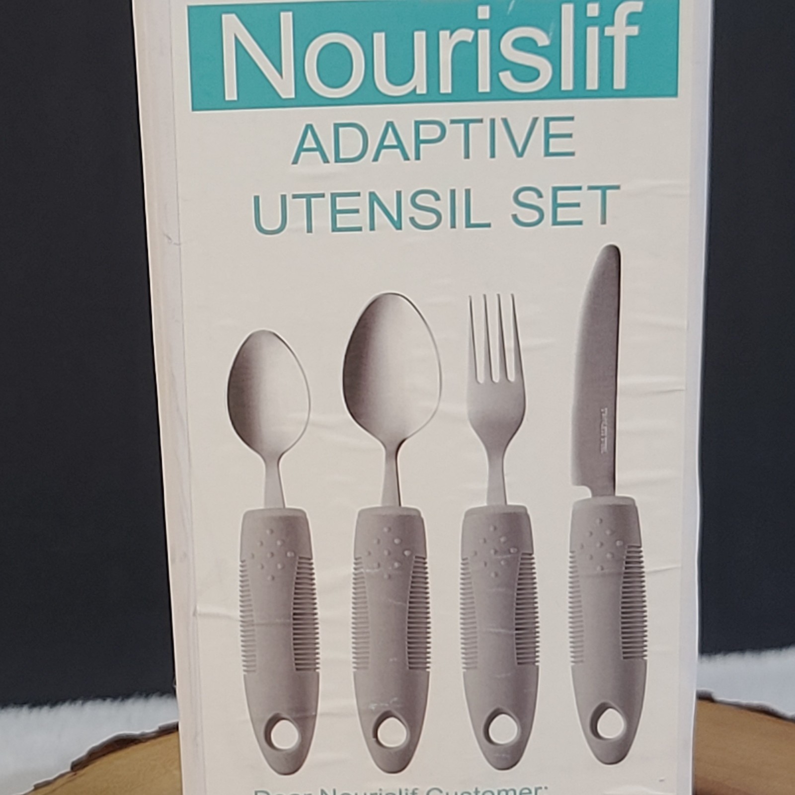 Nourislif Adaptive Utensil Set 4pc Stainless Steel Cutlery Spoon Fork Knife