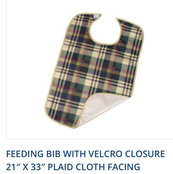 Adult Bib hook & loop Plaid Waterproof Vinyl Barrier 33″ x 21″