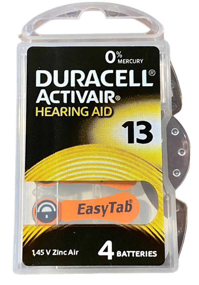Pack Of 4 Duracell Activair Hearing Aid Batteries Size 13 Exp 06-2022.🔥