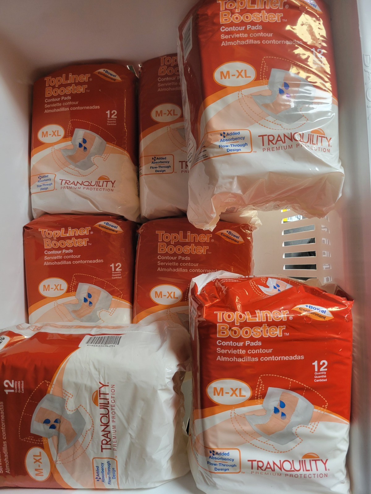 LOT 7 = 84 TRANQUILITY TOPLINER BOOSTER PREMIUM PROTECTION CONTOUR PADS M L XL
