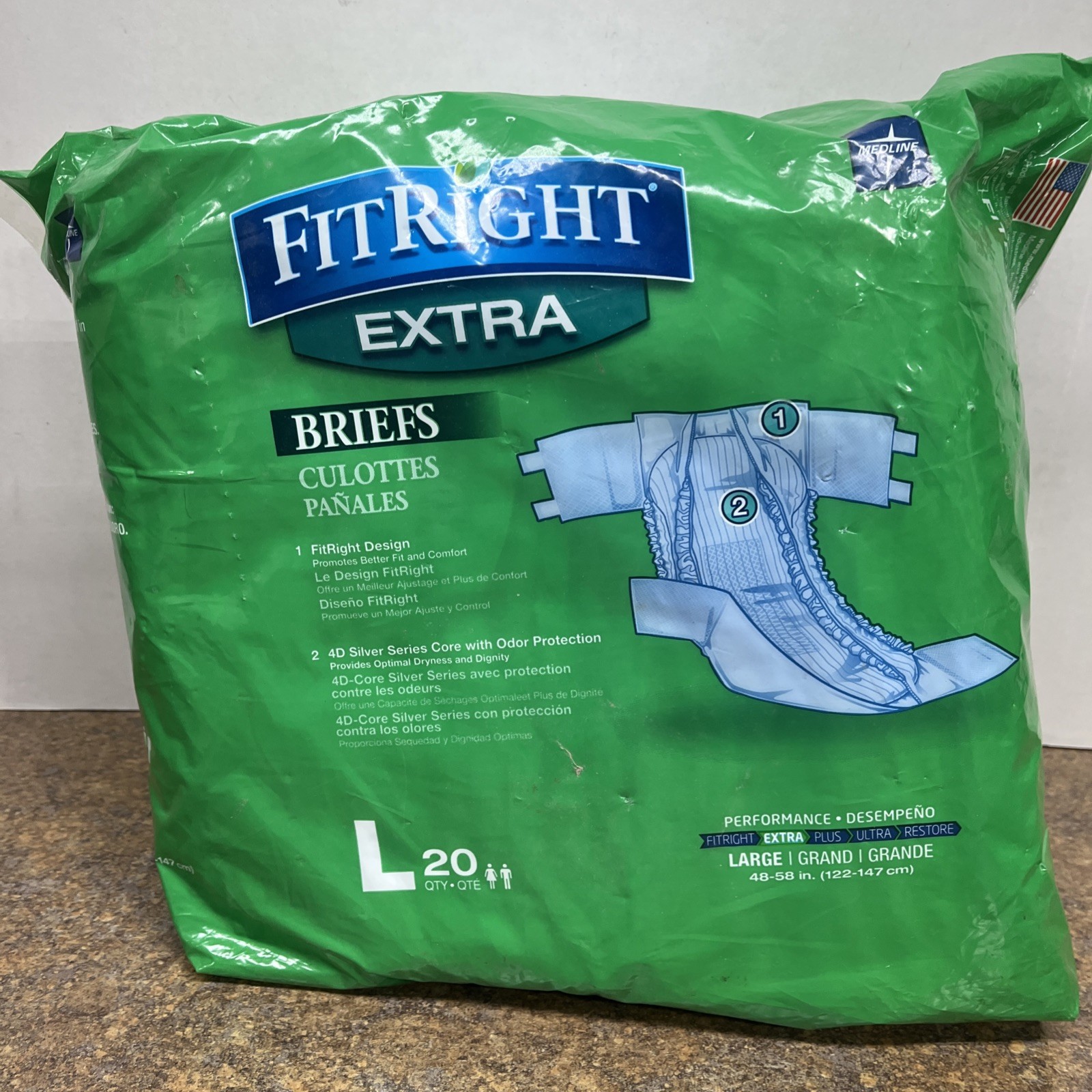 Medline FitRight Extra BriefsLarge 48-58″ New Only 11 In Pack Partial Package