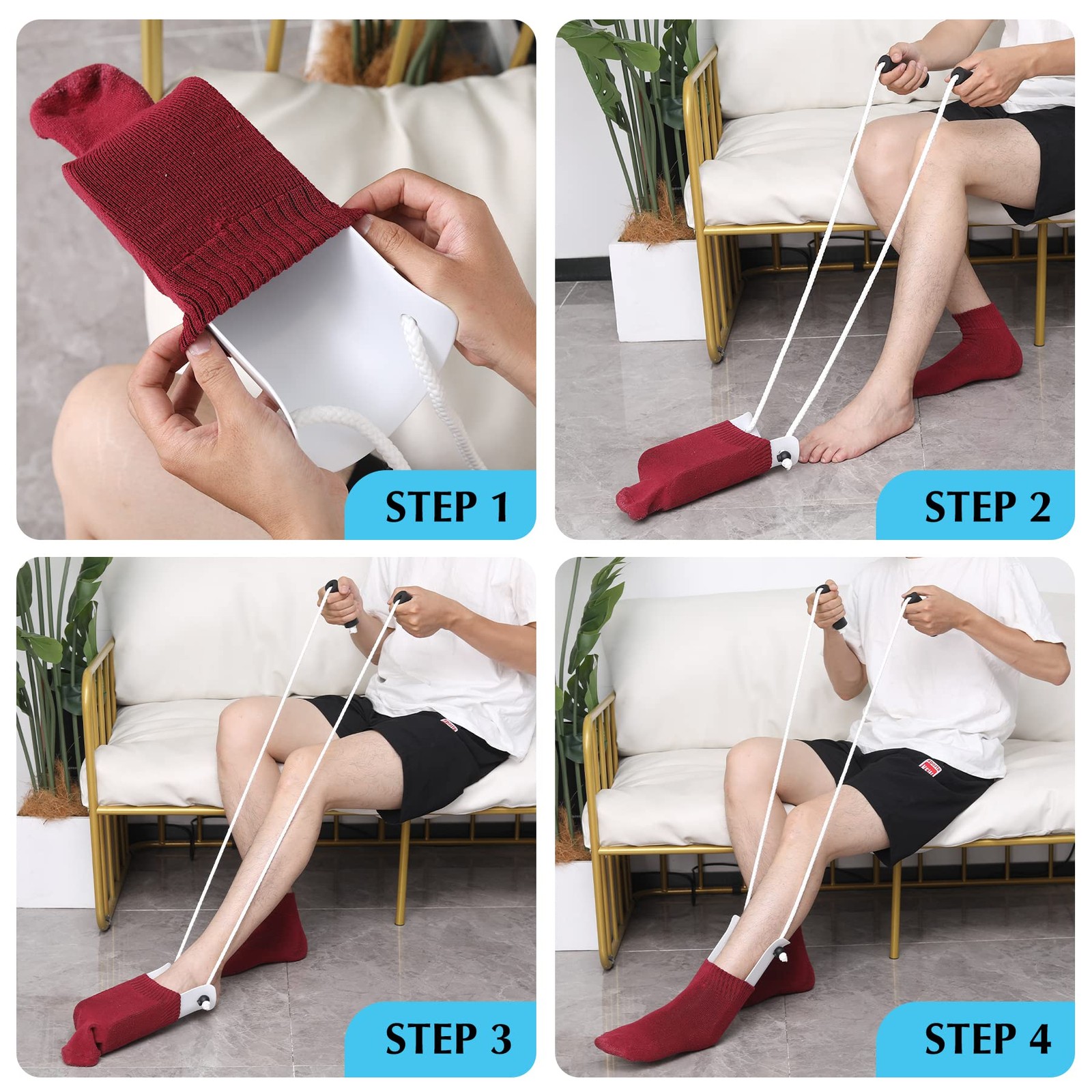 CAidRE Sock Aid – Wide 3.93″ with Foam Handles, Aide White