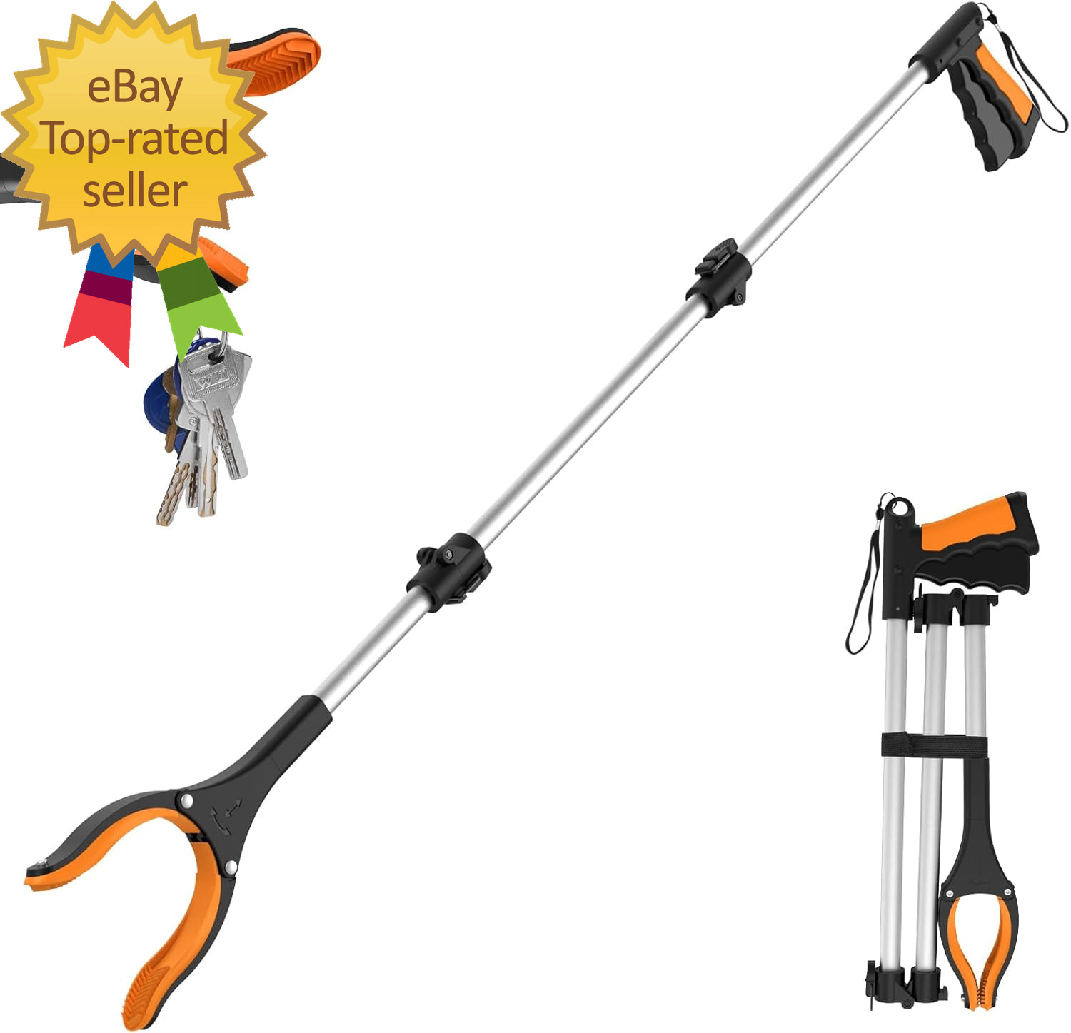 43″ Extra Long Grabber Tool Foldable Grabbers for Elderly Grab It Reaching Tool