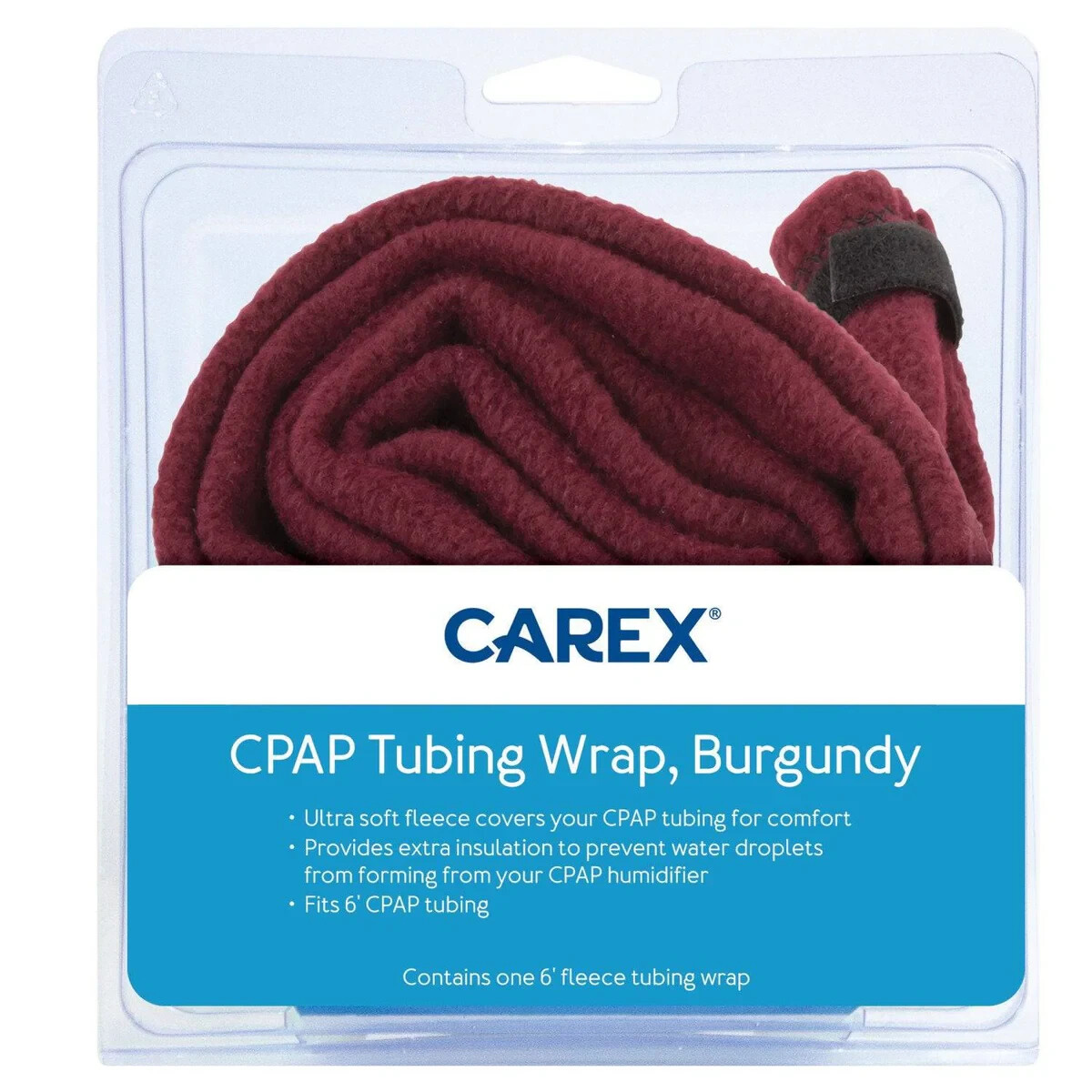Carex CPAP Tubing Wrap Burgundy 6’ Fleece Wrap New In Box
