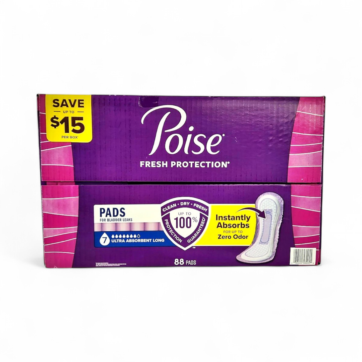 Poise Incontinence Pads, Long 7 Drop Ultimate Absorbency – 88 Count