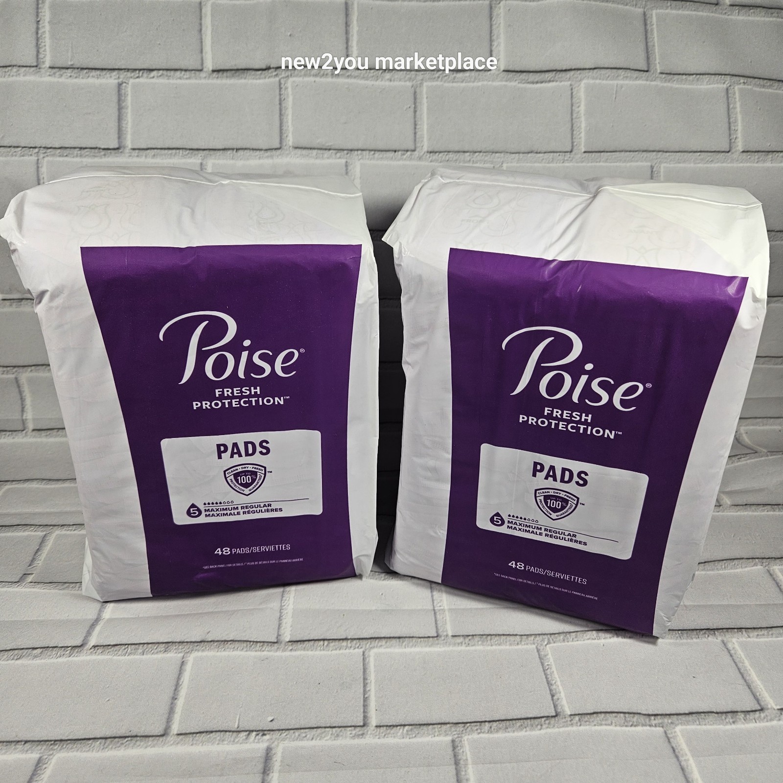 Poise Maximum regular Absorbency Incontinence Pads long 5-drop 96 count