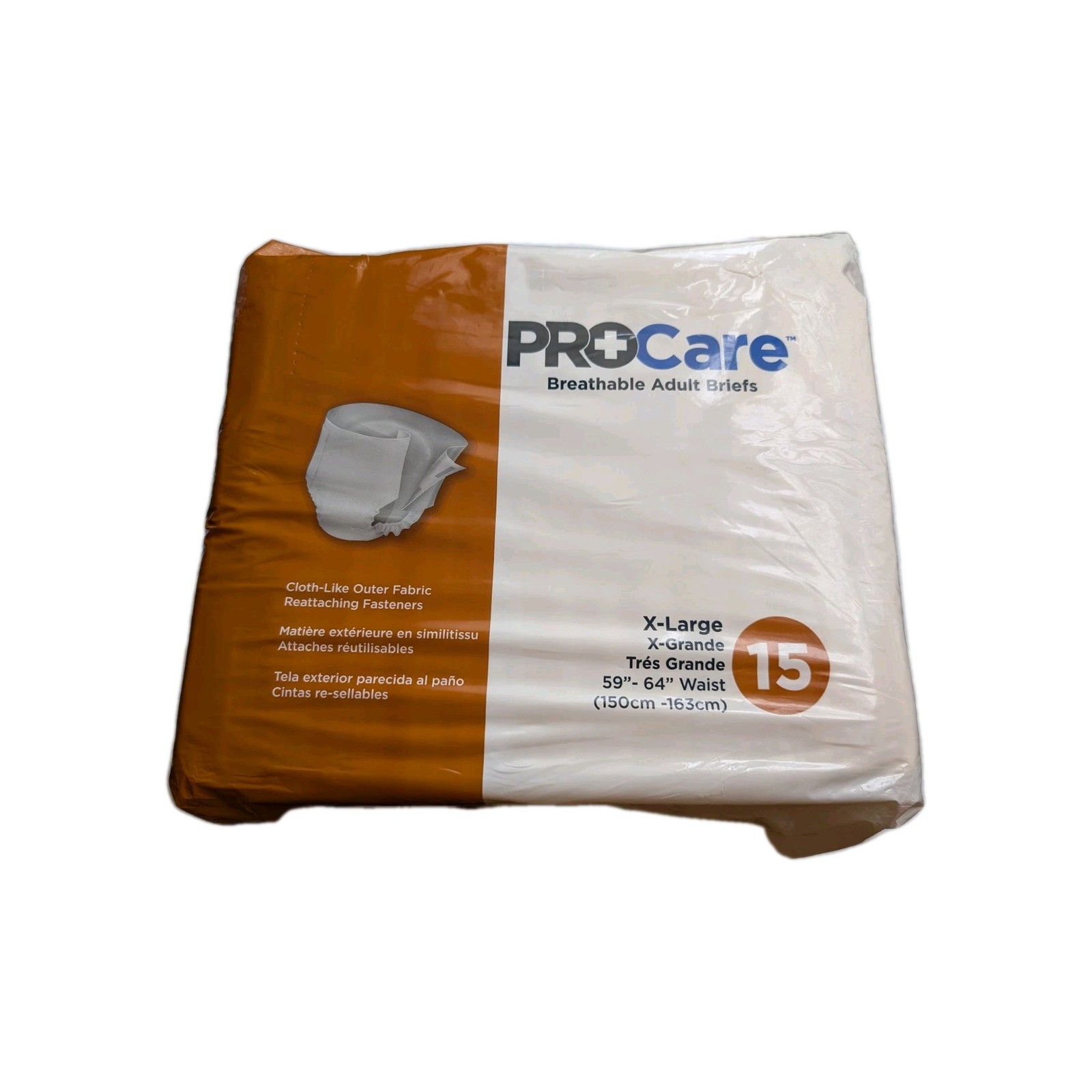 ProCare Breathable Adult Briefs X-Large 59″-64″ Waist 15 Count New/Unopened