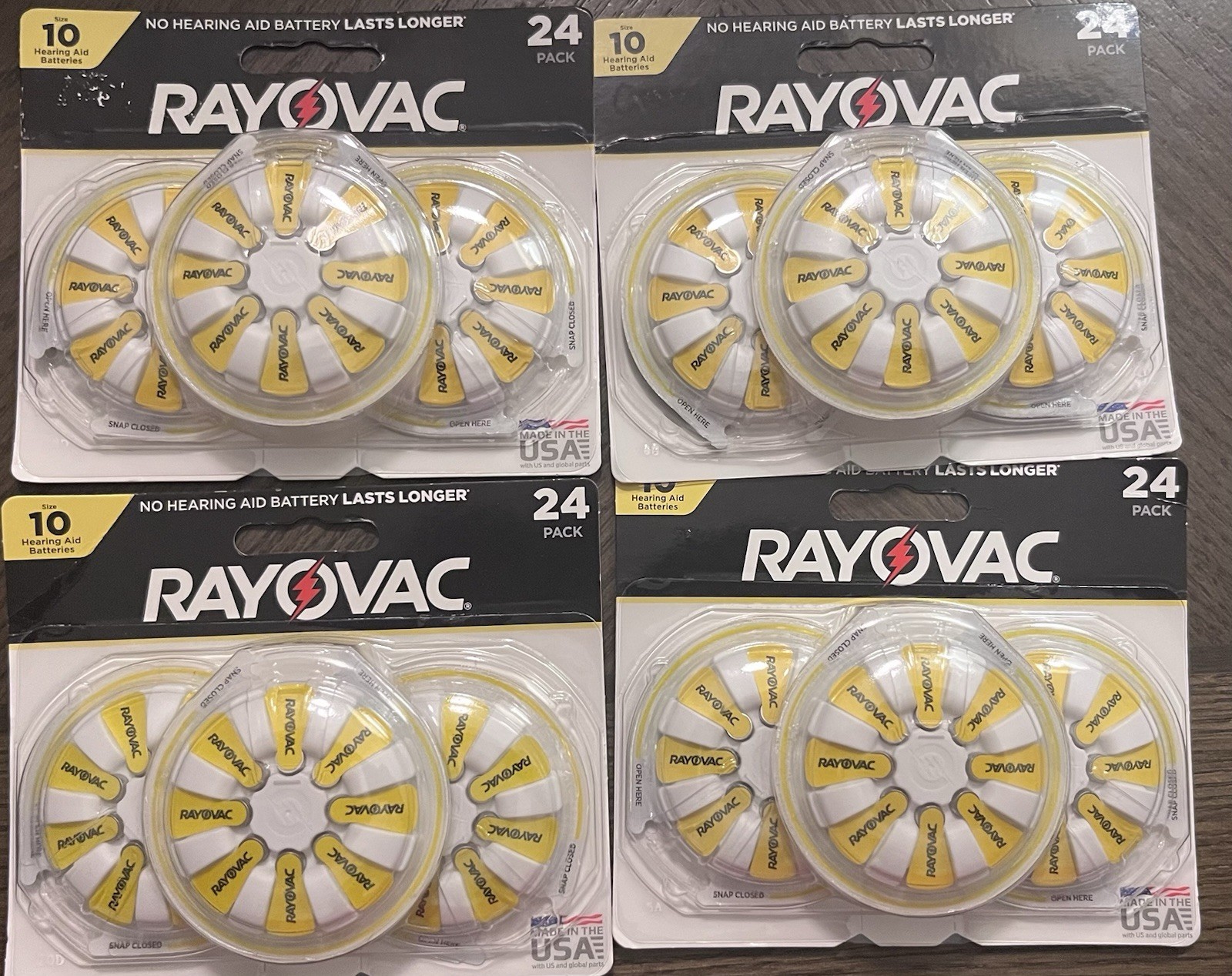 Rayovac Size 10 Hearing Aid Batteries 4 Packs Long Lasting Zinc Air 96 Total