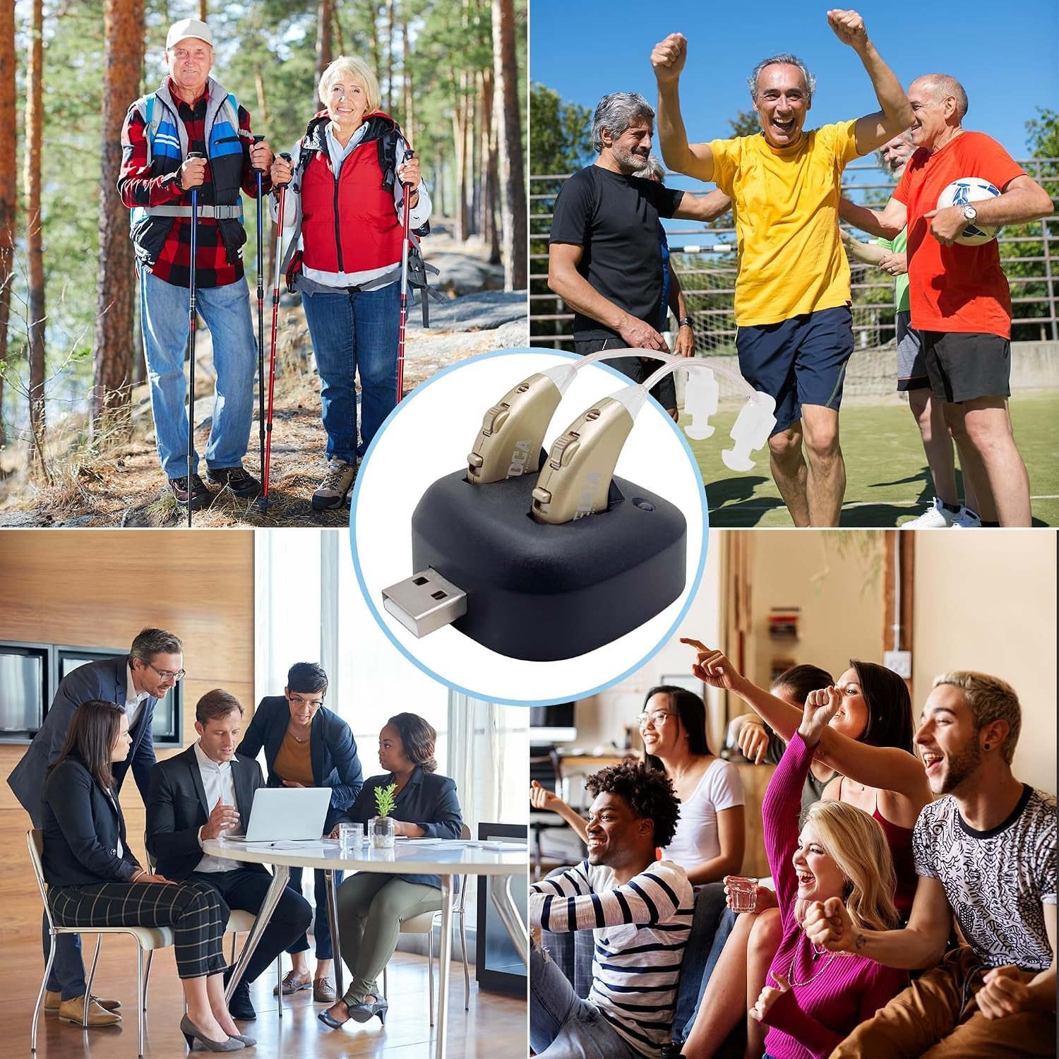 Lightweight Rechargeable BTE Hearing Amplifiers with Active Noise Cancellation
