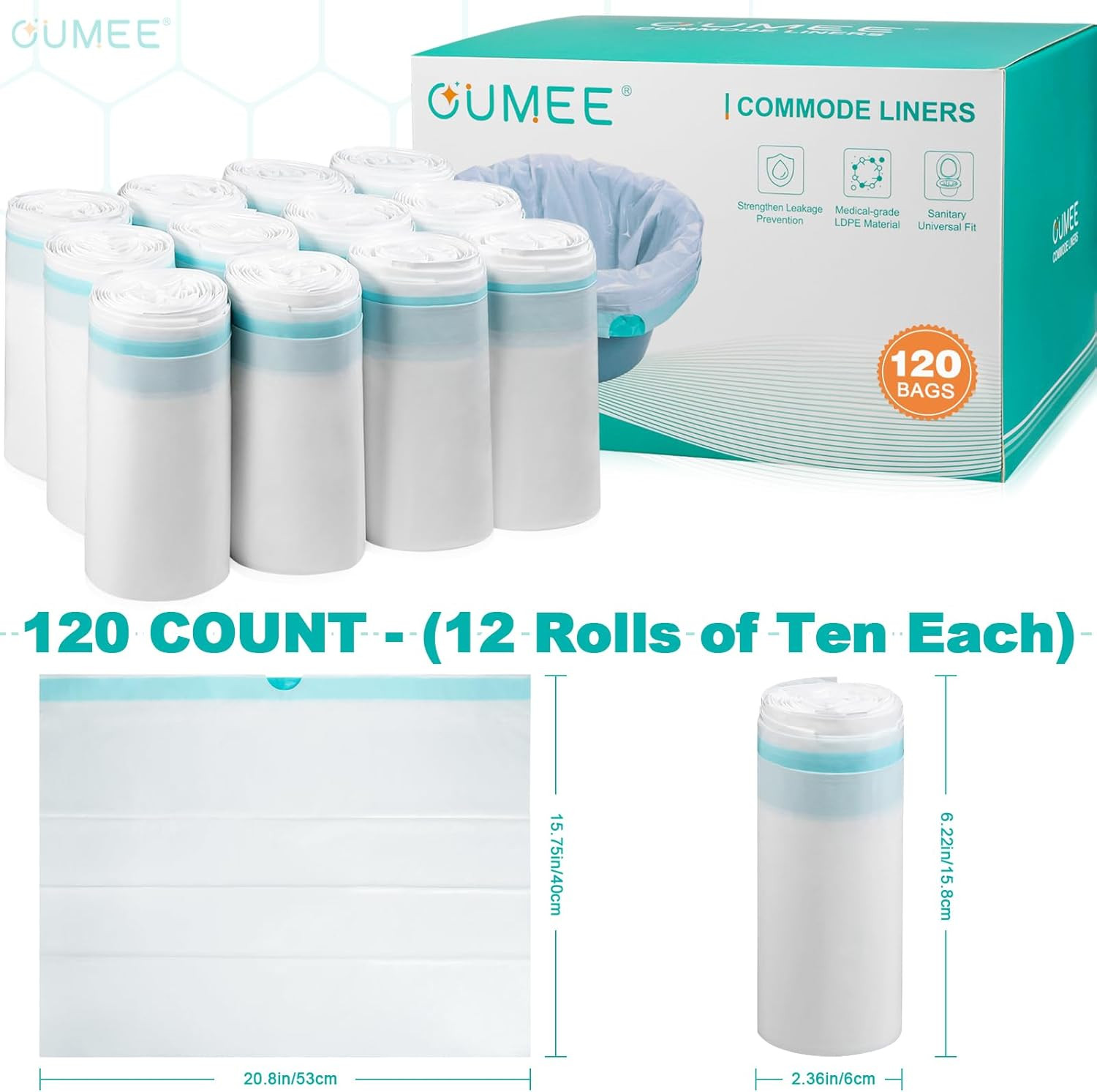 120 Disposable Commode Liners for Bedside Commode, beside Commode Liners, ……