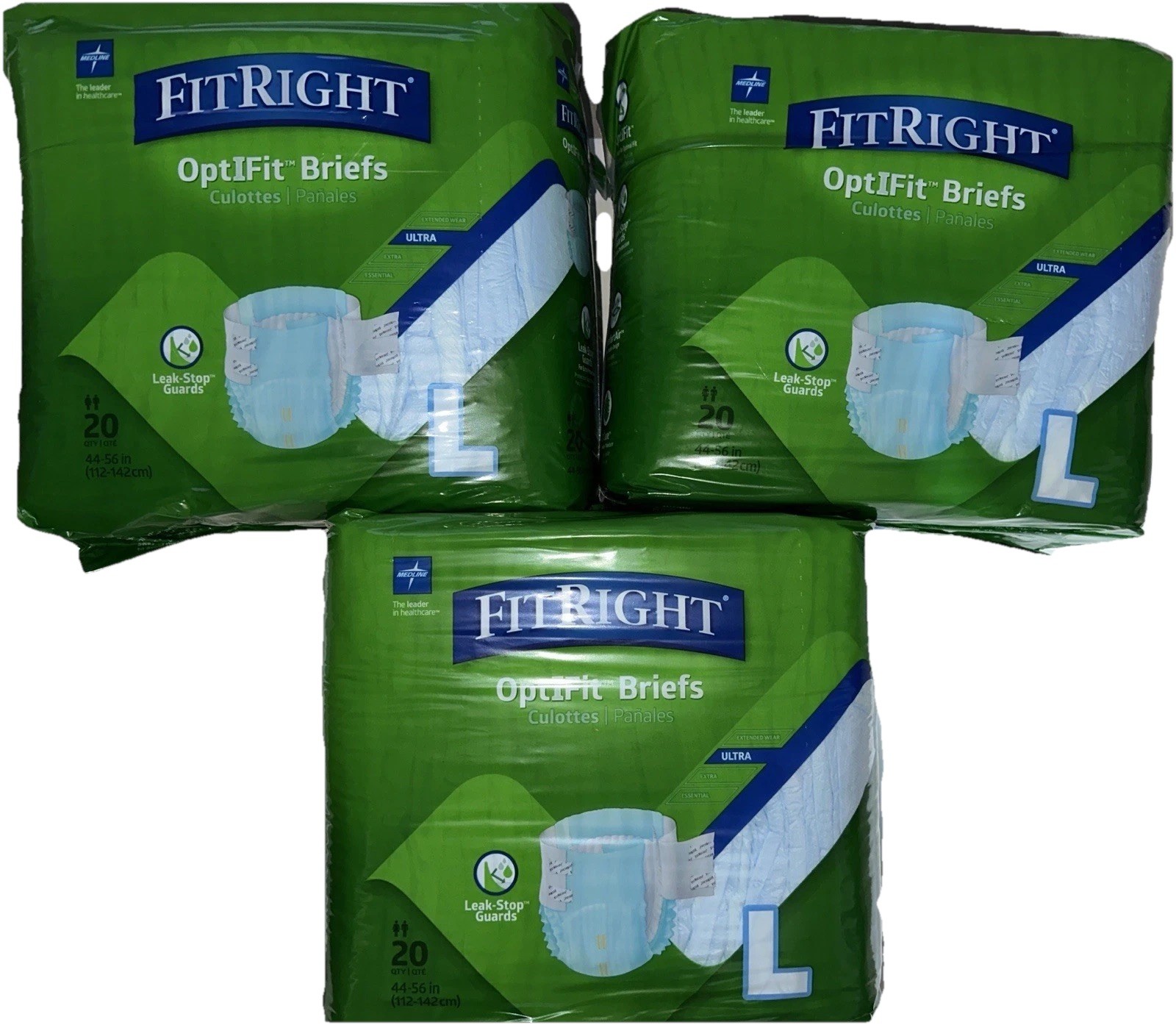 FitRight OptiFit Briefs Large Ultra 60ct (3×20) Adult Diapers Sealed