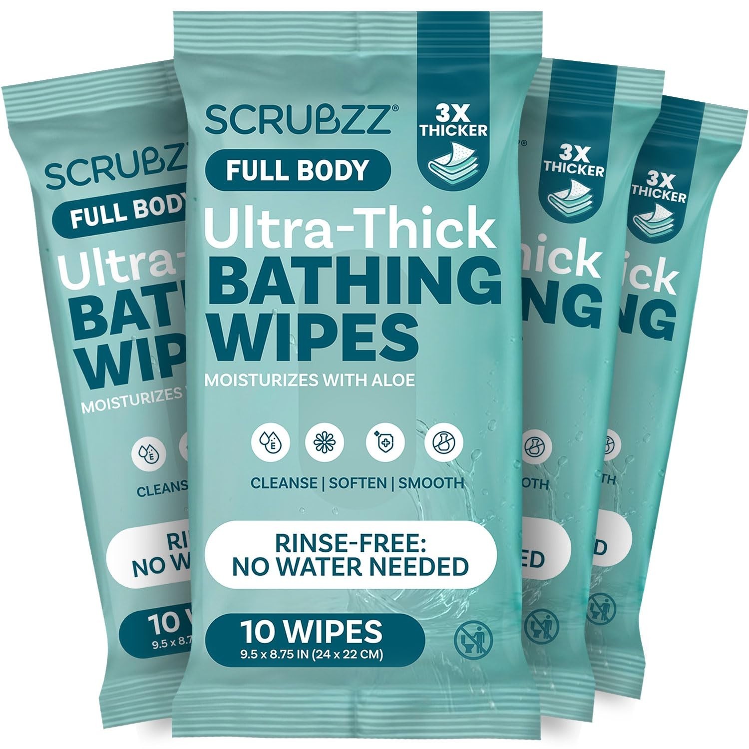 Extra Large Bath Wipes Disposable Thick Hypoallergenic Rinse-Free Body