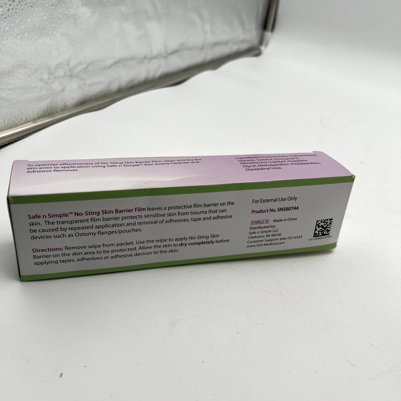 Safe N Simple SNS80744 No-Sting Skin Barrier Wipes Alcohol Free 2″ x 2″ – 100ct