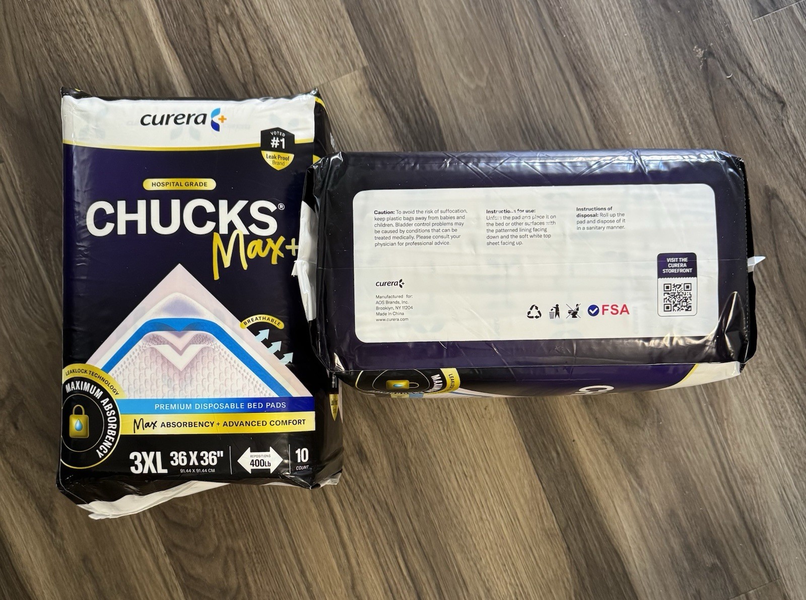 1 Pack of 10 Chucks MAX BED PADS 36 X 36 Curera 3XL 10 Count