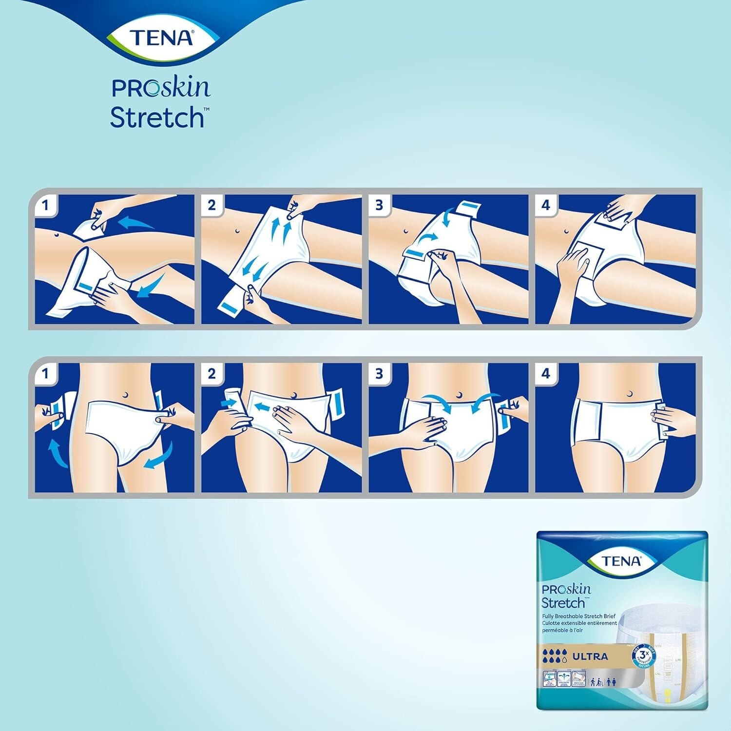 Tena Stretch Incontinence Brief Breathable Stretch Ultra Absorbency L/XL 36 Ct