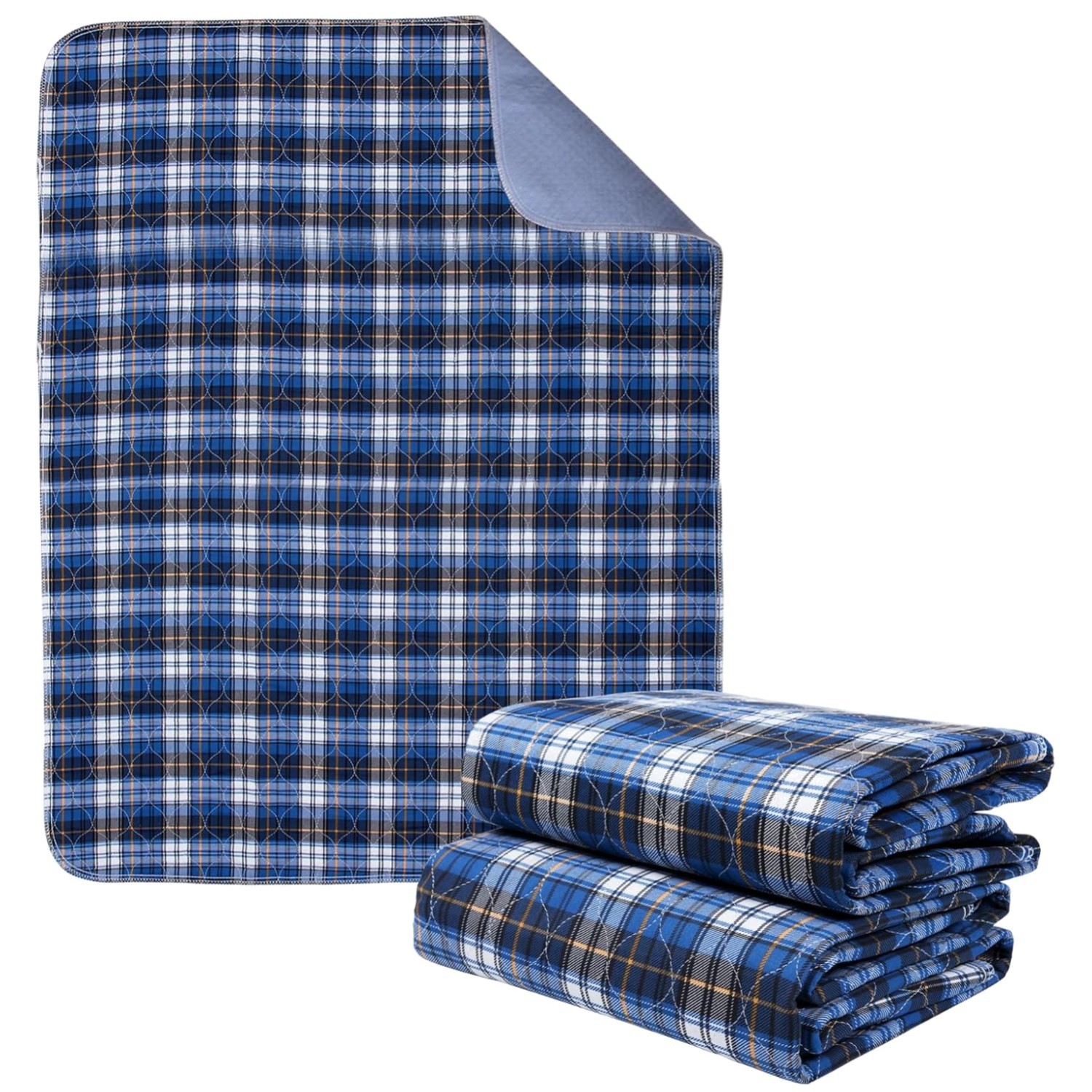 Non-Slip Blue Bed Pads for Incontinence, 2 Pack