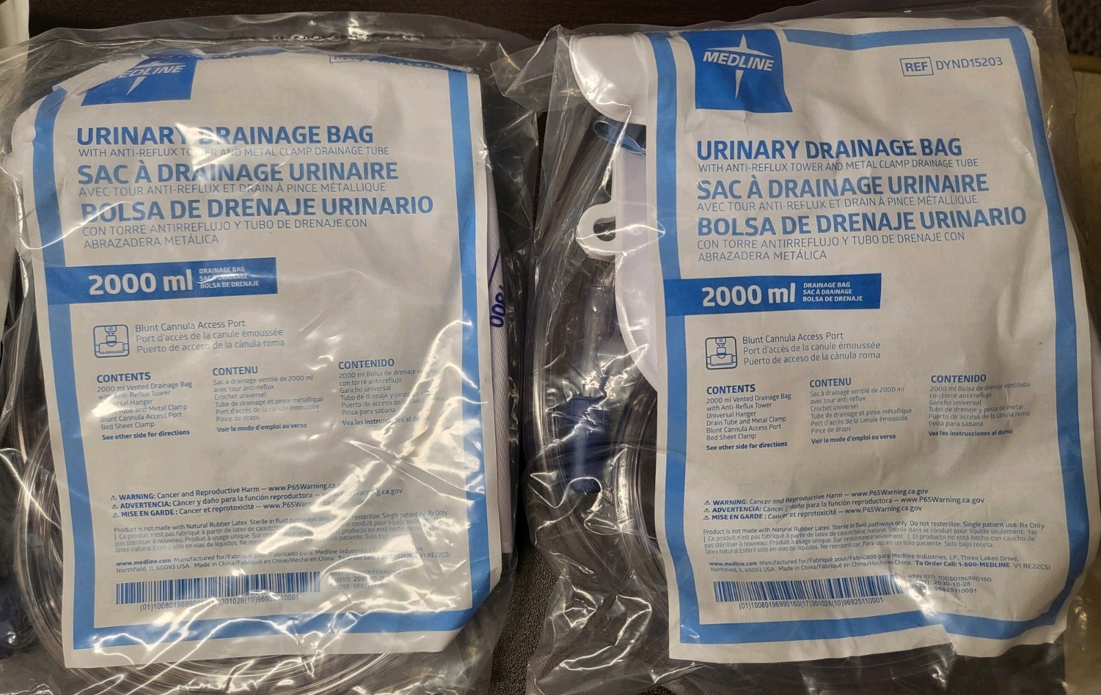 Medline Urinary Drainage Bag, 2000 mL Lot Of 4