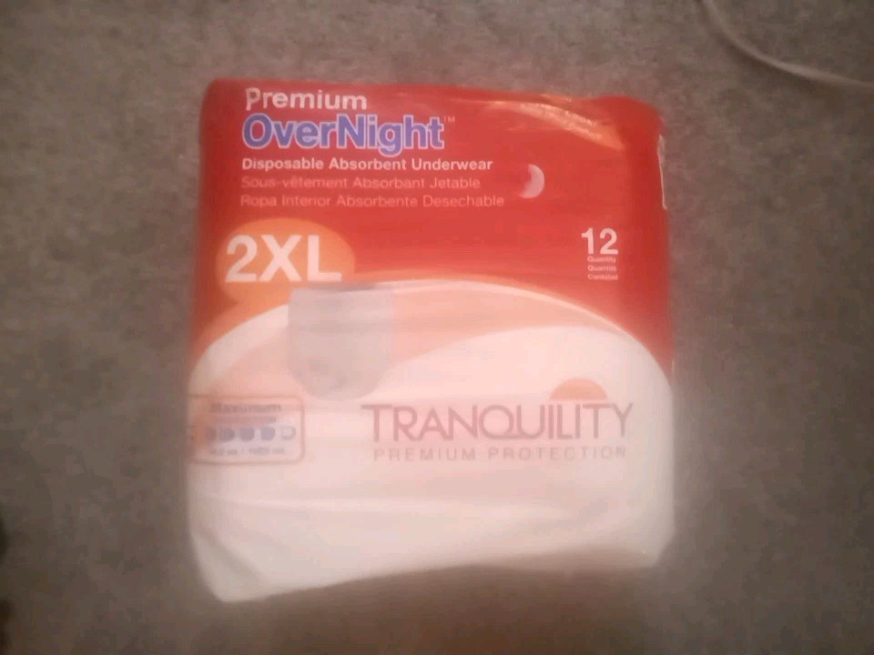 Tranquility 2xL Premium Overnight Disposable Absorbent Underwear, 12 Quanity