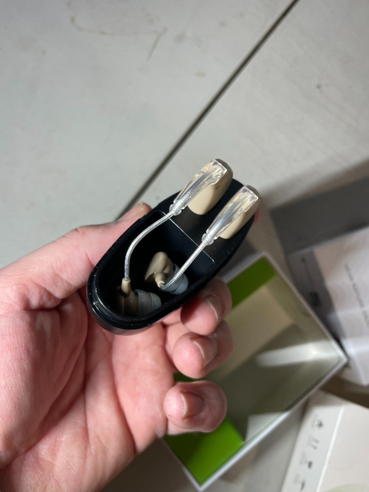 Pair BTE Hearing Aids w/ Charging Case & Box – Right/Left (Unbranded)