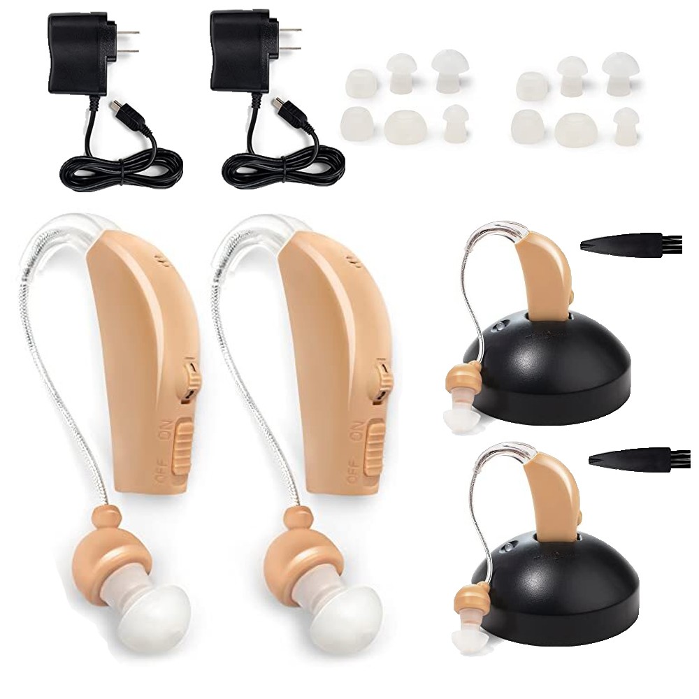 1 Pair Of Digital Hearing Aid Severe Loss Rechargeable Invisible BTE Ear Aids US
