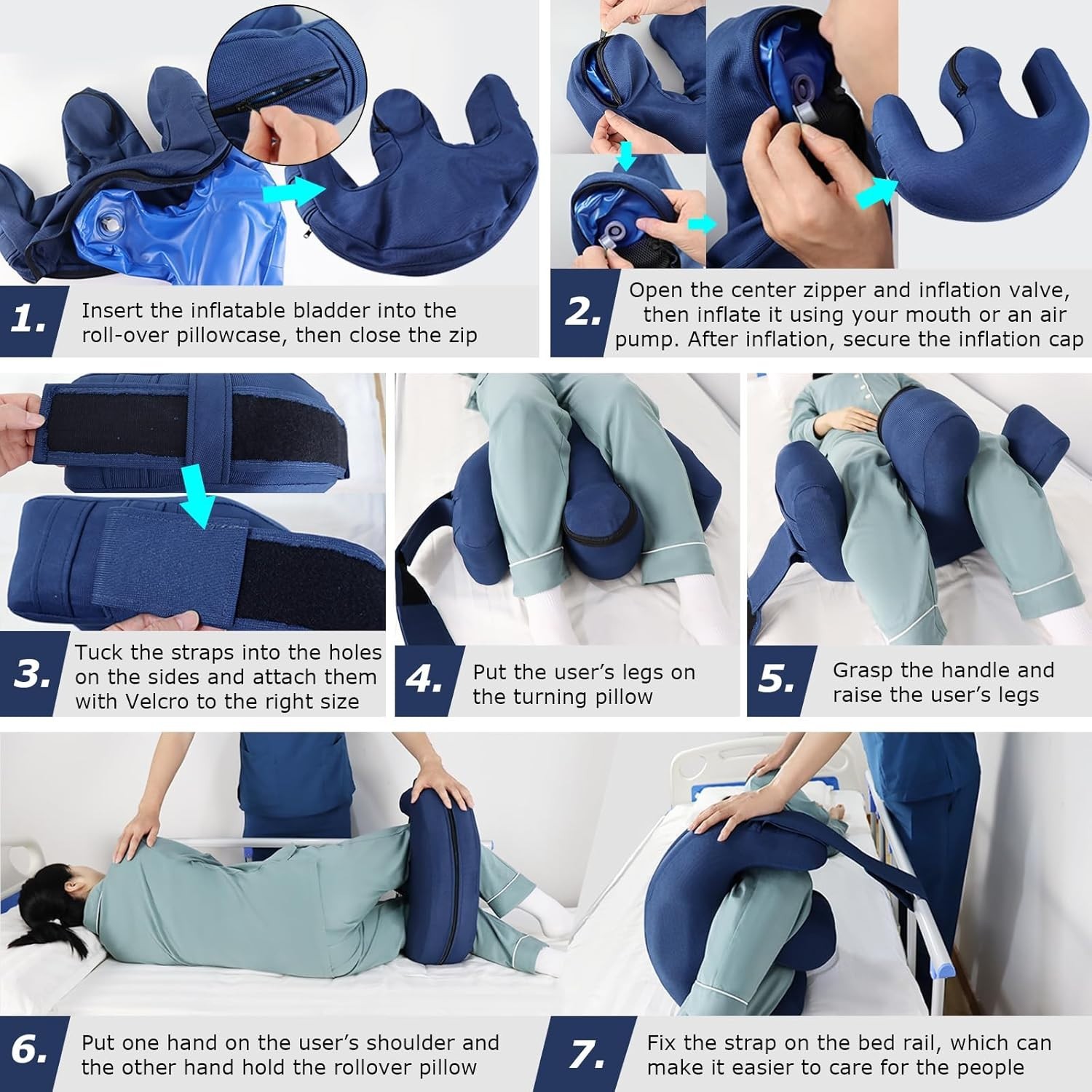 Bedridden Patient Turning Device and Bedroll Pillow for Elderly – Inflatable