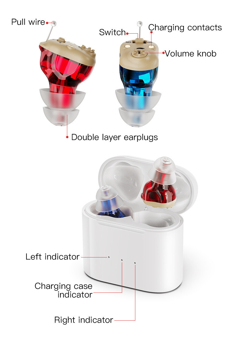 1 Pair Rechargeable Digital Amplifiers Noise Cancelling In-Ear Audio Headphone