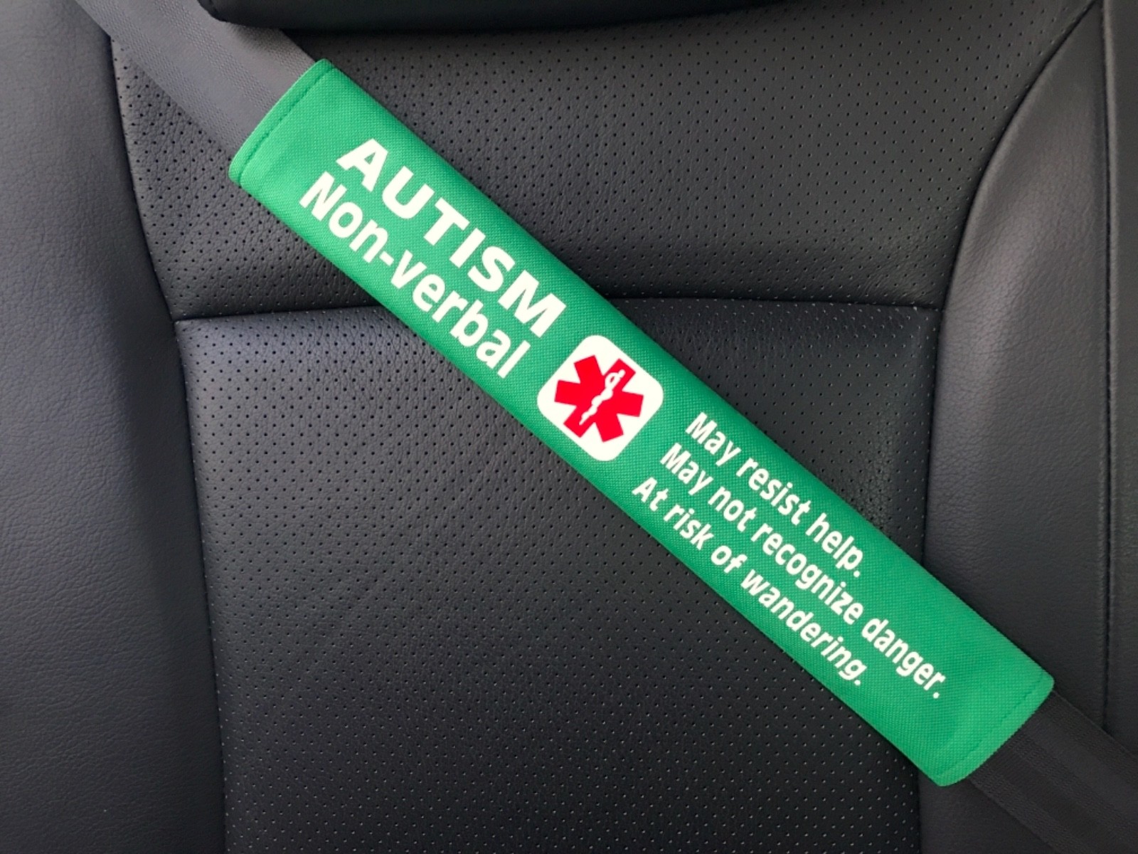 Autism Non-verbal Medical Alert Seat Belt Safety Cover