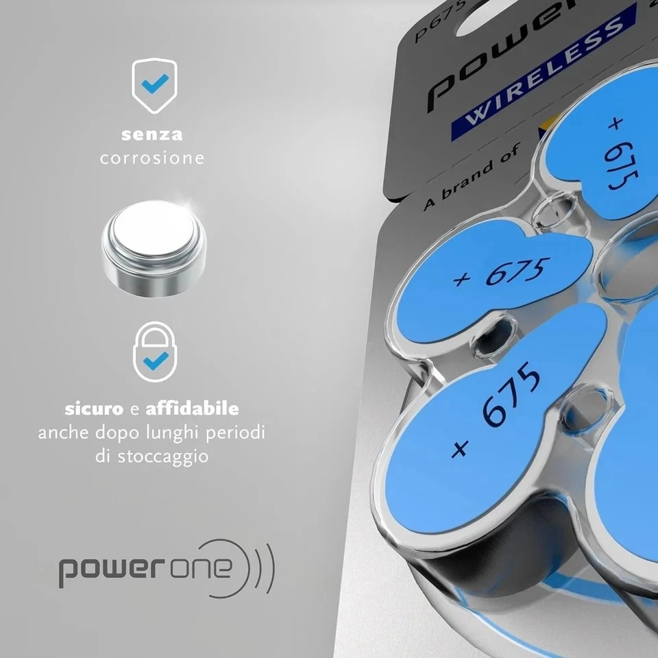 Power One Size 675 MERCURY FREE Hearing Aid Batteries (60 batteries)