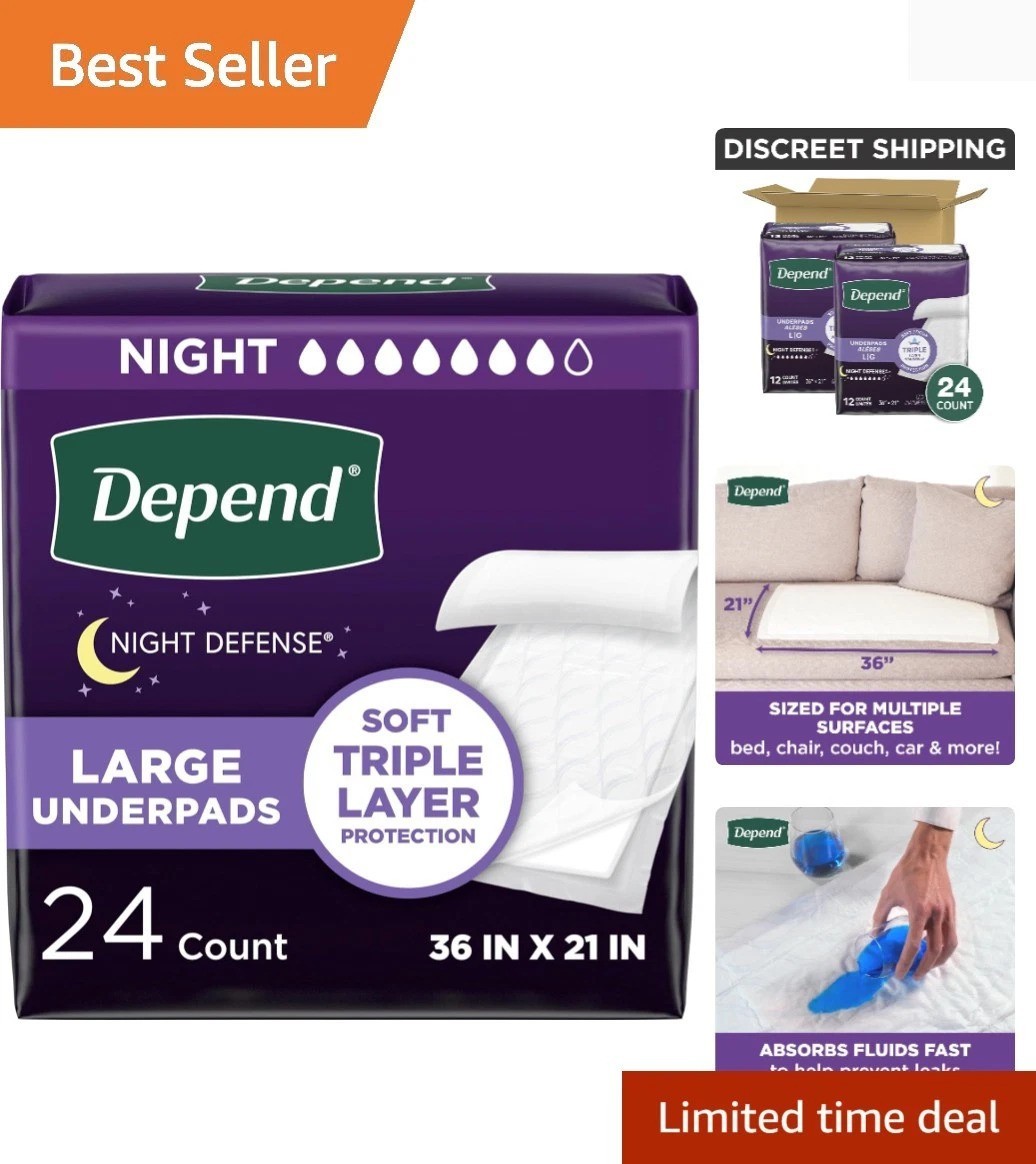 36″x21″ Depend Disposable Bed Pads – 24 Count for Comfortable Leak Protection