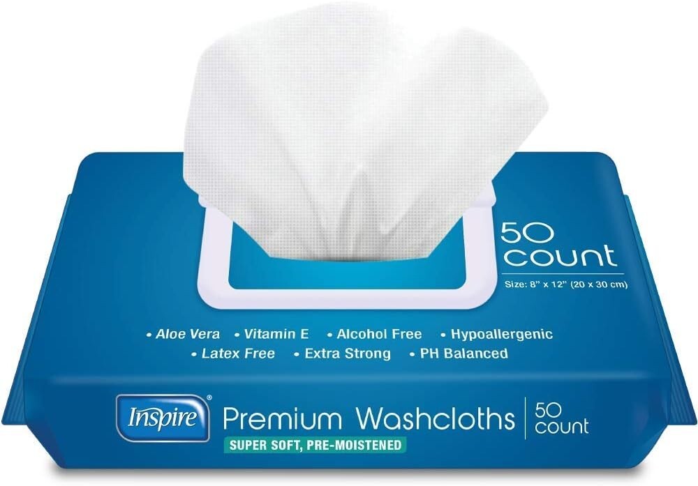 600-Count Adult Washcloths with Aloe Vera & Vitamin E – pH Balanced Cleansing