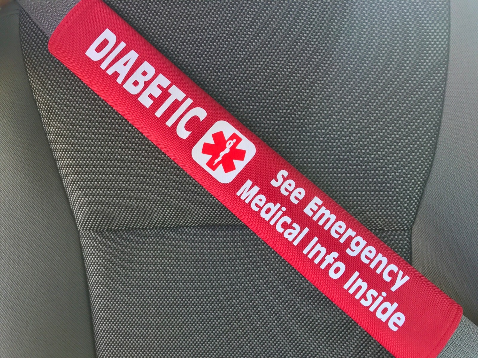 Diabetic Seat Belt Cover and Window Decal Type 2 Diabetes Safety Set