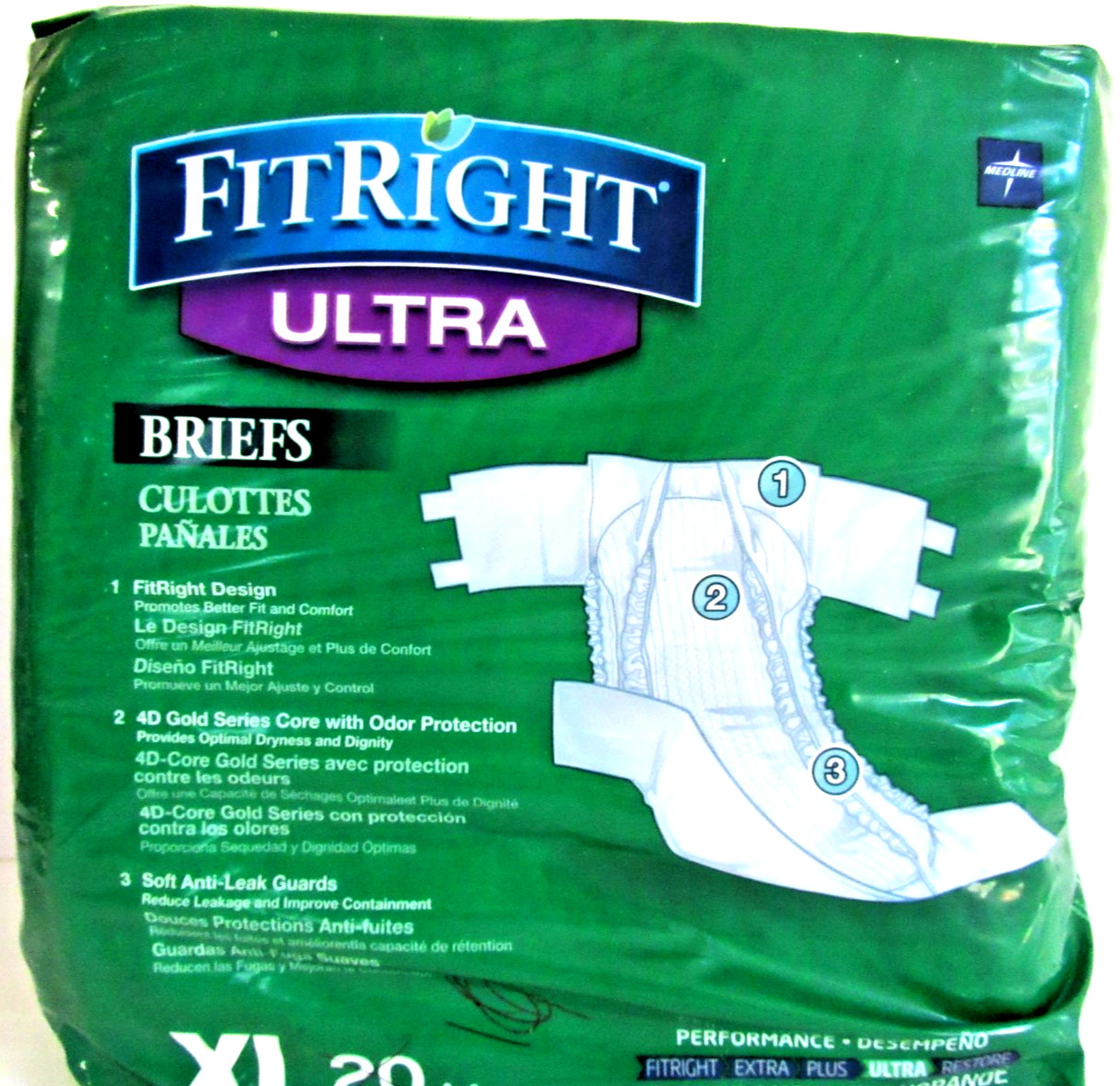 FITRIGHT ULTRA “UNISEX: BRIEFS” ~(SIZE: X-LARGE / 57″ – 66″)~ ** PACK OF 19 **