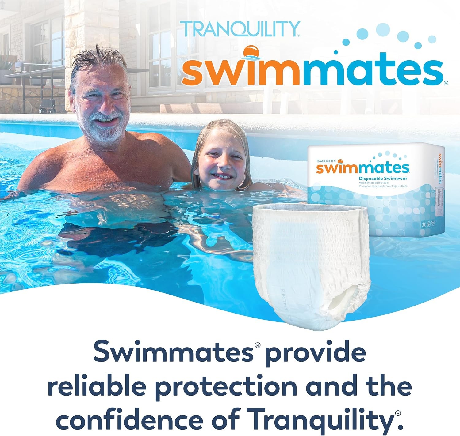 Swimmates Adult Bowel Containment Swim Brief, Large, Reusable, Case of 72