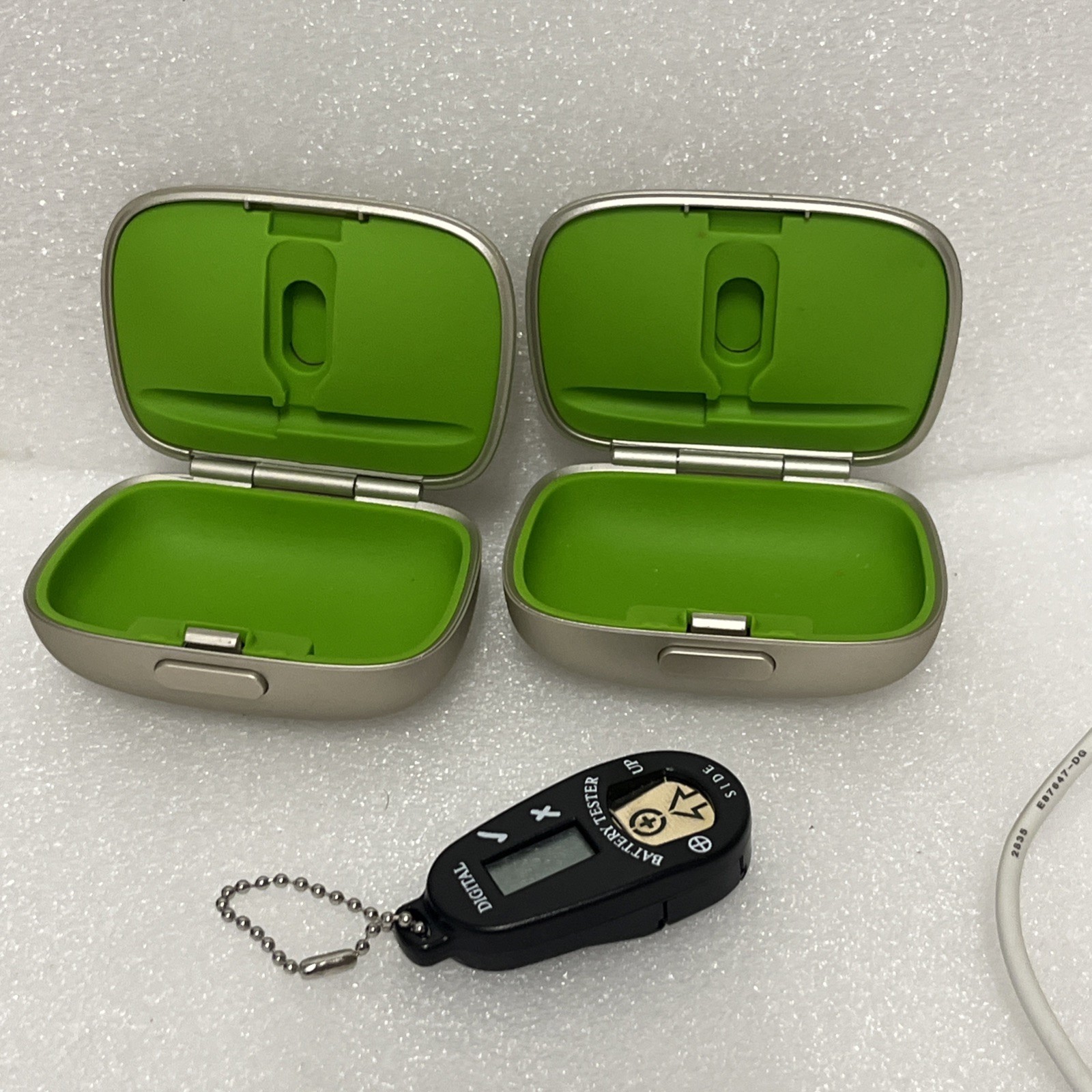 Lot Of 2 Phonak Hearing Aid Hard Case Cases With Battery Tester