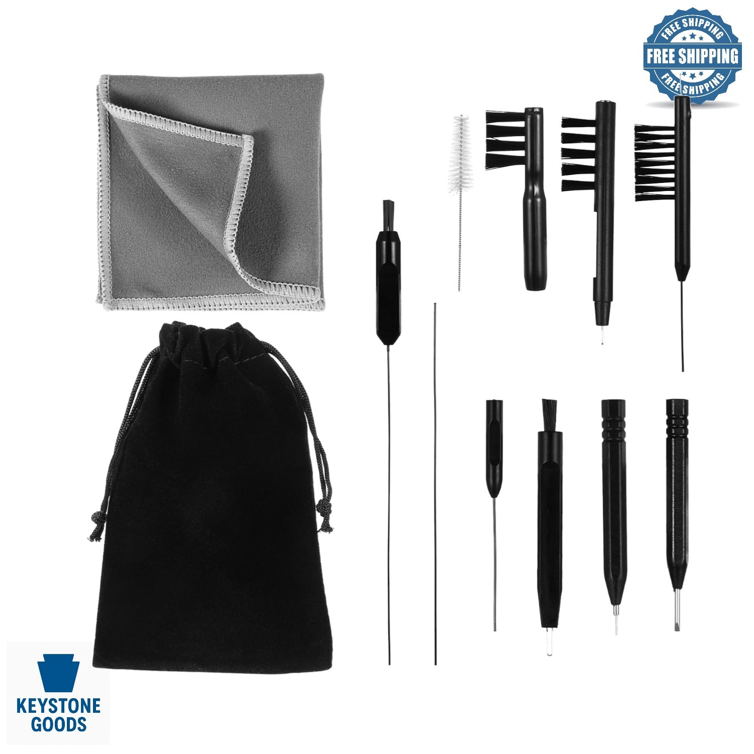 12-Piece Hearing Aid Cleaning Kit with Portable Velvet Bag