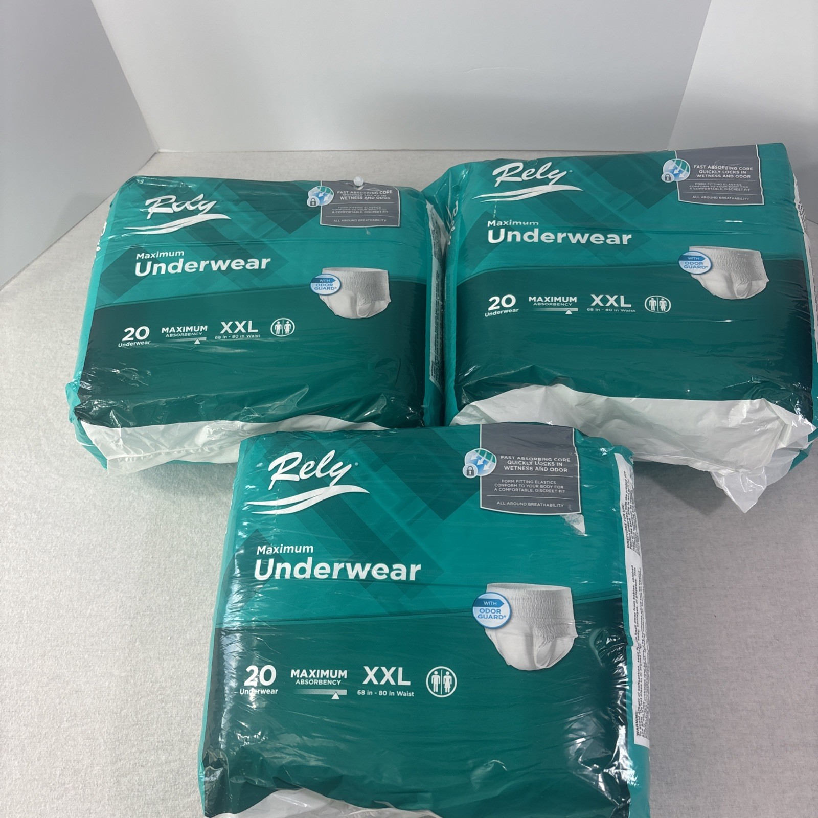Rely Maximum Absorbency Underwear size XXL – 3×20 count (60 total) NEW
