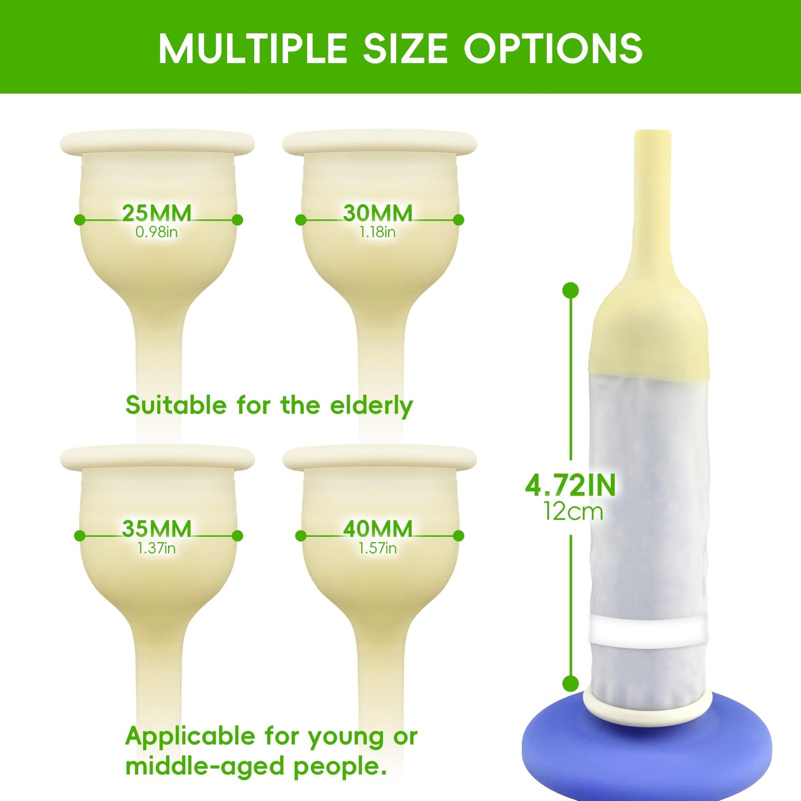 20PCS Condom Catheter for Elderly 25Mm, 30Mm, 35Mm, 40Mm, 20pcs/1.58inch/40mm